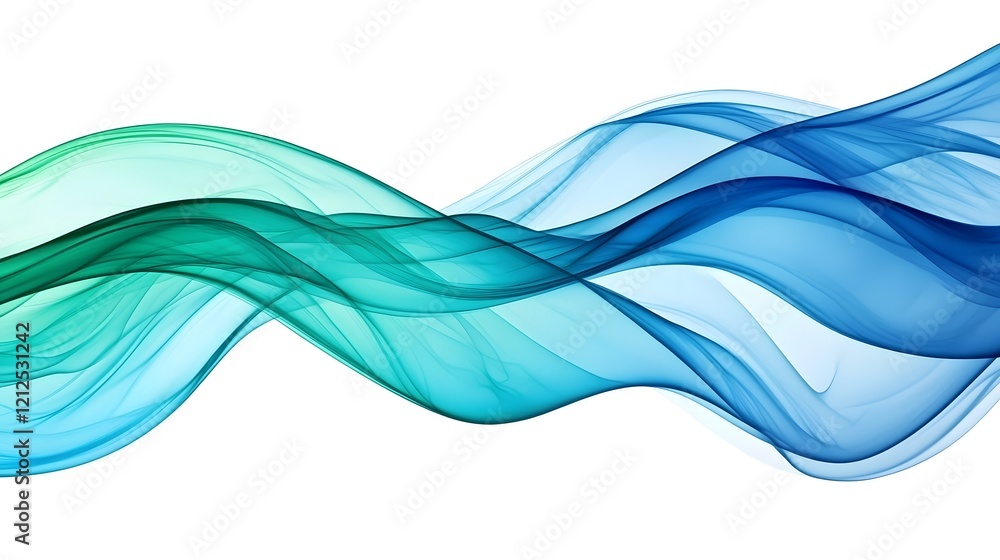 Poster soft gradient waves in tranquil blue and green hues create a calming abstract effect