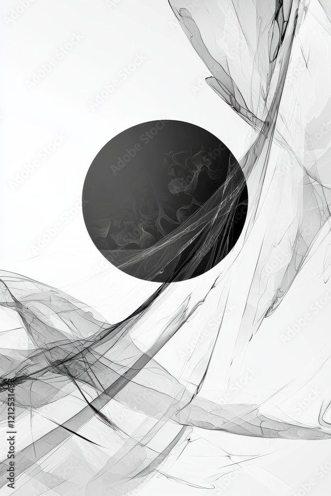 Poster abstract card back design featuring intricate monochrome shapes and patterns