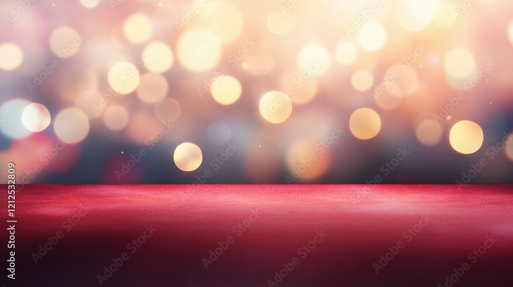 Poster subtle bokeh background with red surface for copy space and design