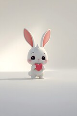 Obraz premium Cute bunny with a glowing heart surrounded by a dreamy glow. 