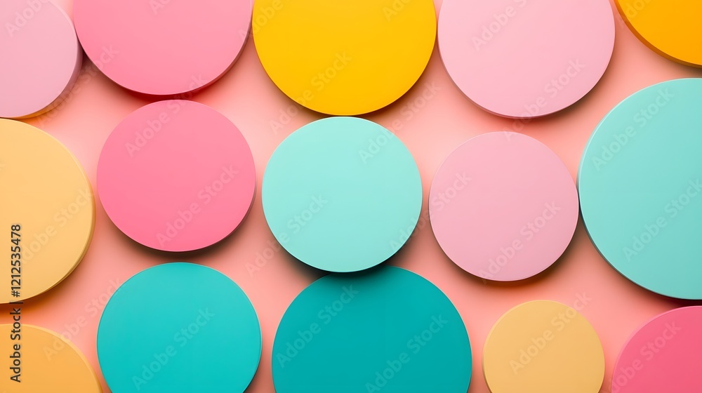 Aufkleber pastel-colored dynamic abstract floating shapes in layered composition