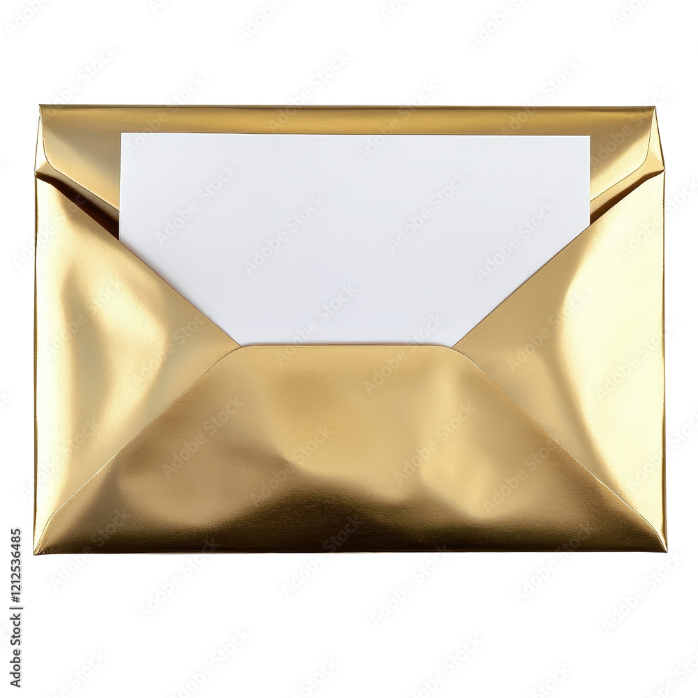 Poster gold envelope containing a white envelope inside on a plain background isolated on transparent backg
