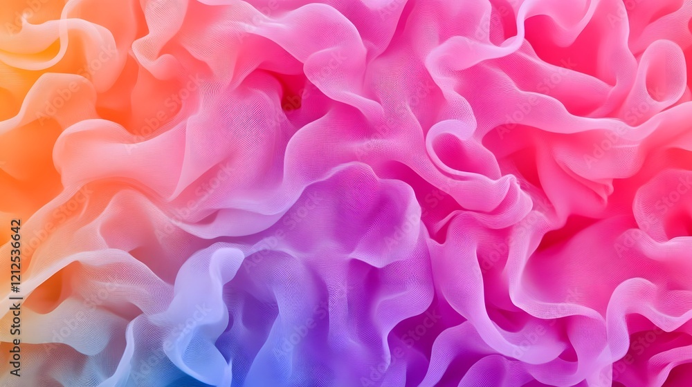 Poster soft neon gradient ribbons forming serene flowing patterns