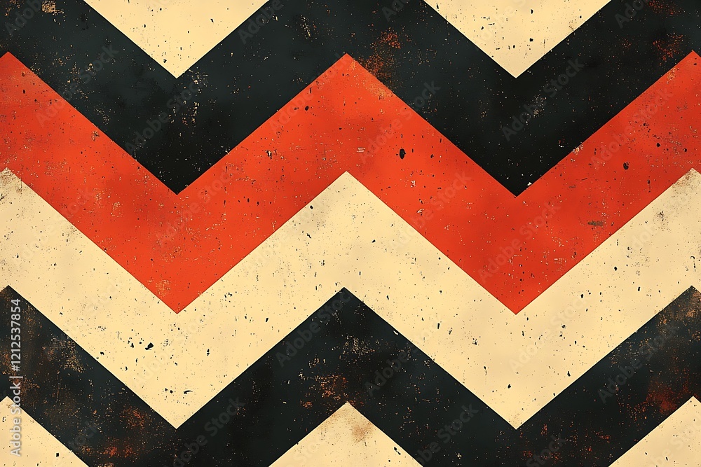 Poster abstract zigzag pattern with distressed texture