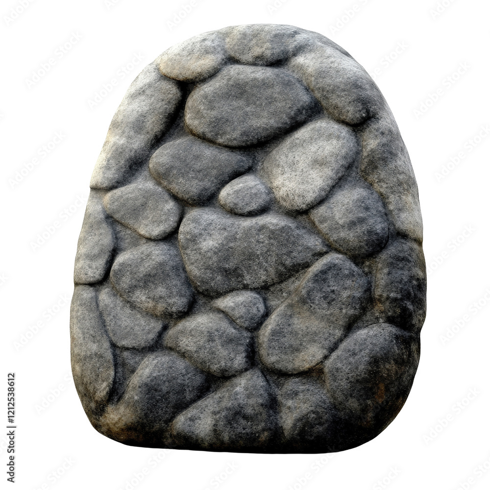 Poster rock on a black background showcasing natural texture and shape in a minimalist composition isolated