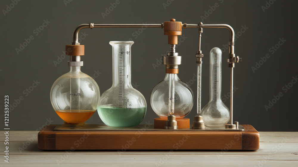 Poster exploring chemical reactions in a science laboratory a close-up view of beakers and test tubes in a 
