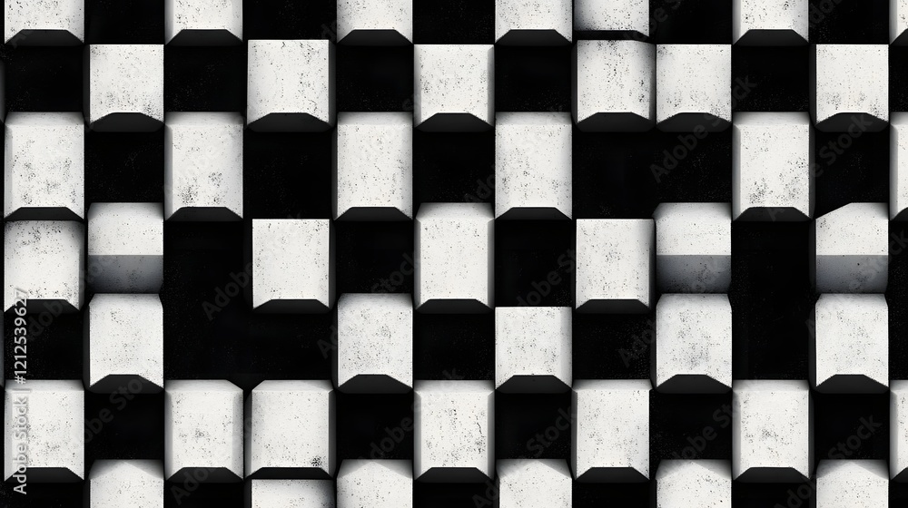 Poster seamless monochrome 3d cube pattern for minimalist digital art and architectural backgrounds