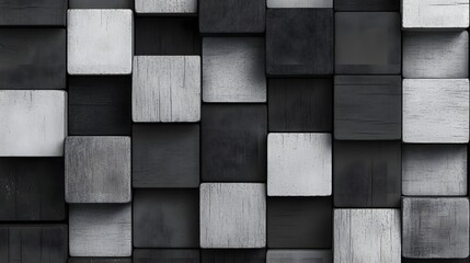 Seamless Monochrome Geometric Cube Pattern in Minimalist and Textural Design