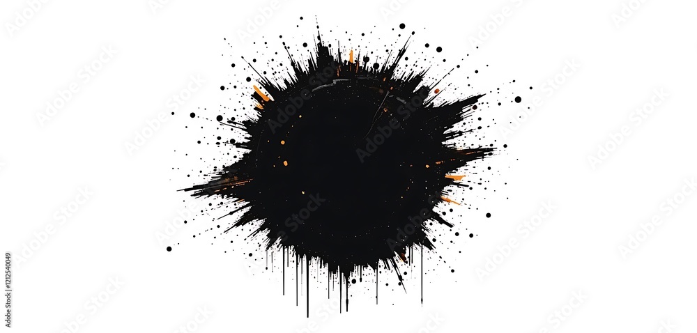 Poster abstract black ink splashes exploding design