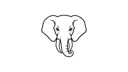 simple outline elephant vector black and white shape