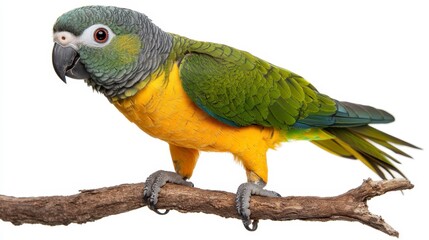 Obraz premium Vibrant Yellow headed Parrot Perched on Branch Exotic Bird Wildlife Photography
