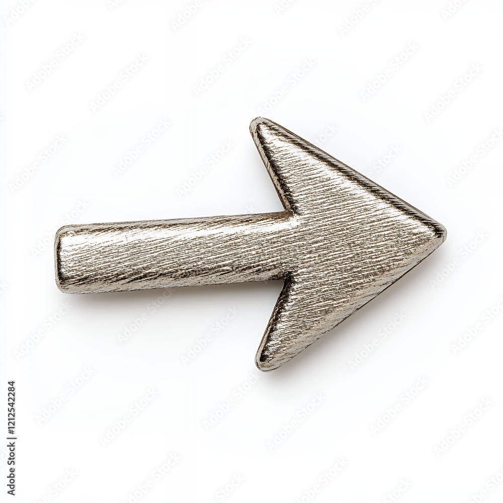 Poster metallic textured arrow pointing left: simple directional graphic element