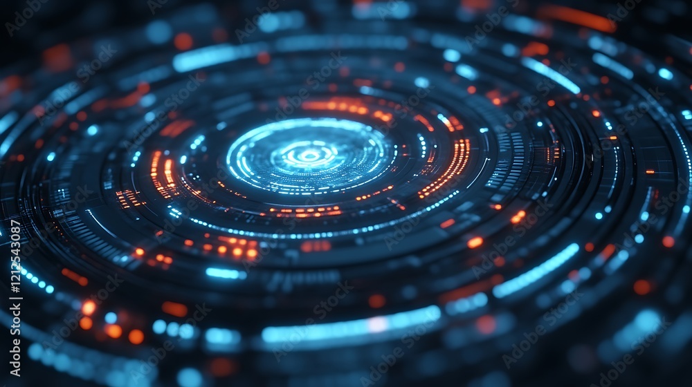 Poster Abstract Futuristic Technology Circular Interface Design