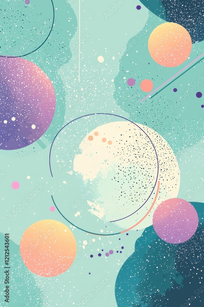 Poster abstract pastel design with circles in soft gradient colors