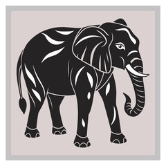 Black and White Small Elephant Illustration Images.