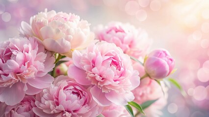 Fototapeta premium Pastel Pink Peonies with Soft Focus, romantic atmosphere