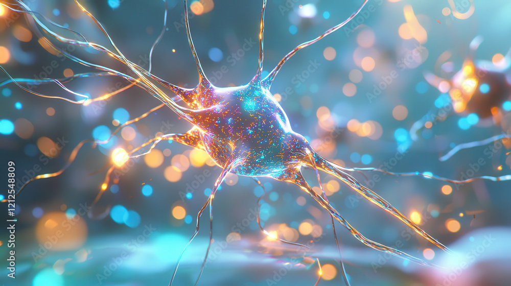 Aufkleber glowing artistic representation of neural network, showcasing vibrant synaptic connections and ai in