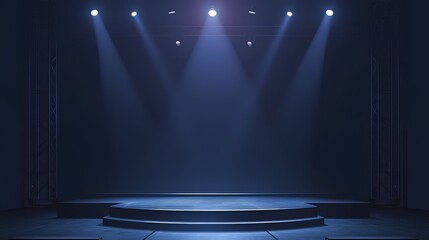 A sleek and modern design with spotlights illuminating an empty stage, ideal for a formal or event announcement