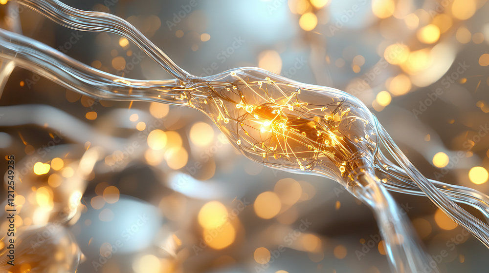 Poster conceptual visualization of neural networks with glowing synapses and connections