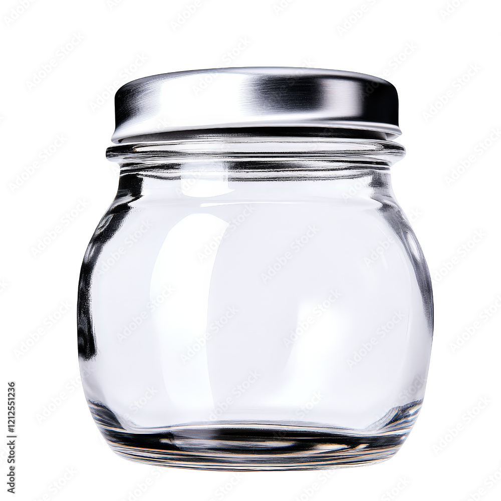 Poster glass jar with a lid isolated on a black background for storage and organization purposes isolated o