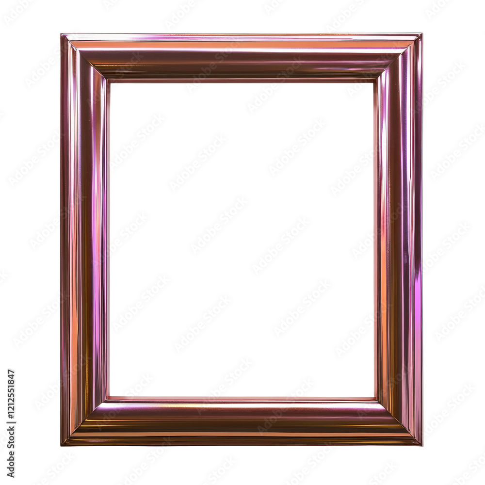 Poster gold picture frame with intricate design set against a solid black background isolated on transparen