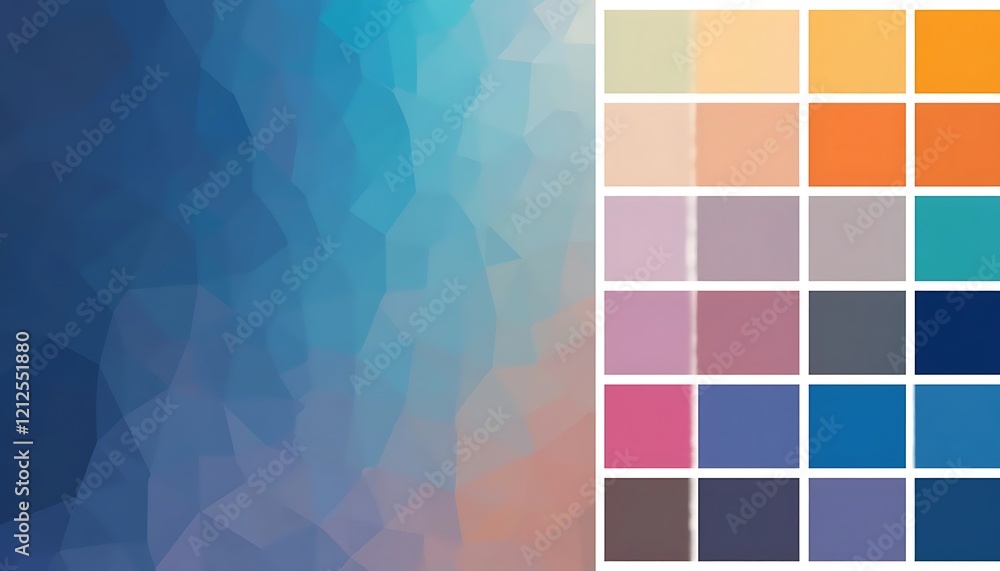 Poster abstract polygonal background with color palette