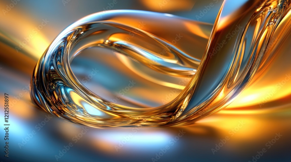 Poster colorful abstract render featuring looping glasslike structures and reflections