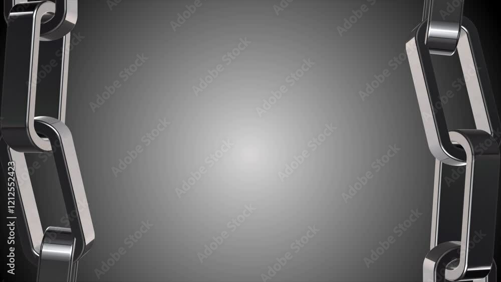 Aufkleber animation of two black metallic chains on a gray background, creating a frame and copy space area.
