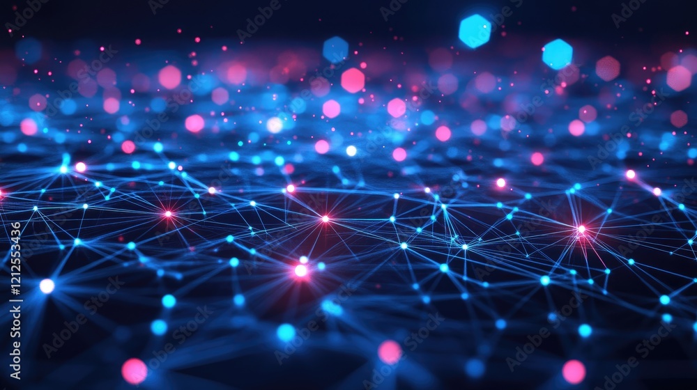 Poster abstract representation of digital network connections in a virtual cyber space
