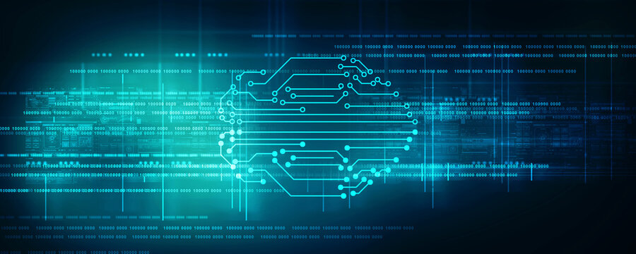 2d illustration Abstract futuristic electronic circuit technology background
