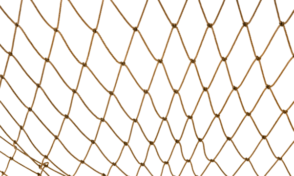 Football or tennis net. Rope mesh on a white background close-up