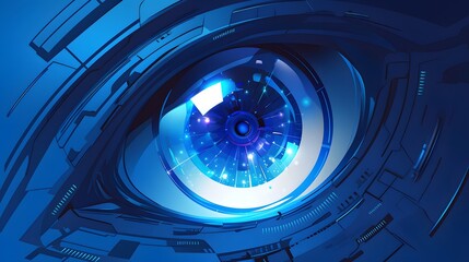 A sleek vector of a futuristic human eye with cybernetic enhancements, symbolizing advanced technology