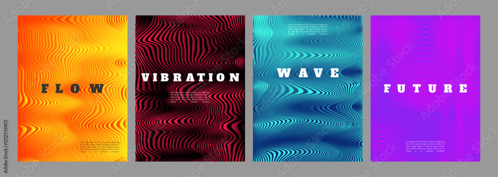 Aufkleber vector illustration. vibrant wavy patterns with dynamic neon lines. psychedelic retro aesthetic comb