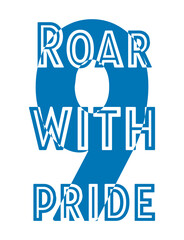 9 - Restore the Roar - Metallic silver and Honolulu blue football ball, sport vector graphics, hockey, for street art - graffiti lettering typography - art illustration - writen