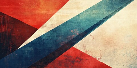 Fototapeta premium Abstract Geometric Design With Red Blue And Beige Tones