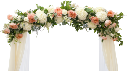 Wedding flower arch, isolated on transparent background