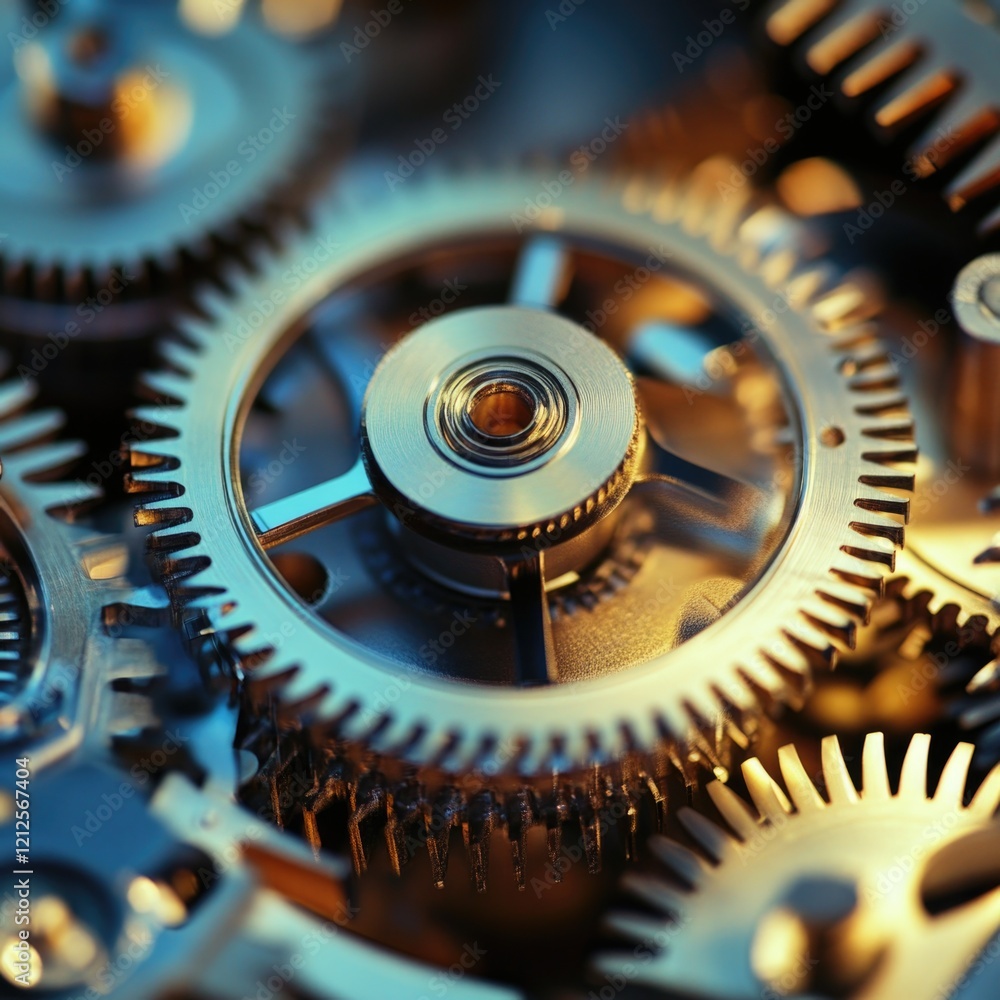 Poster close-up shot of a clock's inner workings, featuring interlocking gears and mechanisms