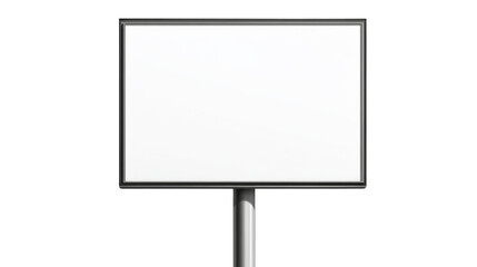 White blank billboard on a tall metal pole for marketing, isolated on transparent background