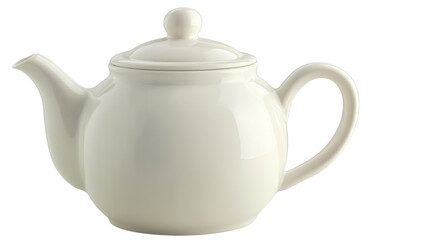 White teapot with lid, isolated on transparent background