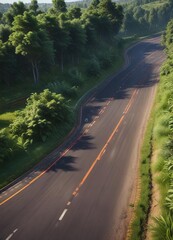 Fototapeta premium Vibrant colors of a wide racetrack surrounded by greenery, sunset, nature, landscape