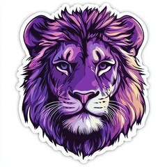 Obraz premium Majestic Purple Lion Illustration with Ornamental Mane and Vibrant Artistic Patterns