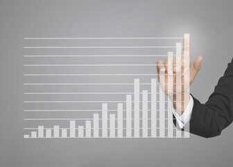 Hand drawing growth graphs of financial indicator and accounting market economy analysis chart, business strategy concept.