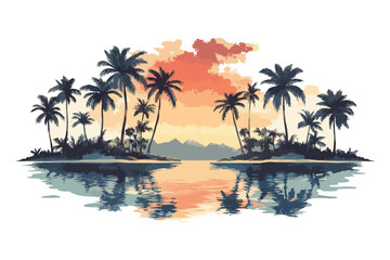 tropical island with palm trees vector t shirt bundle design