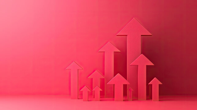 Minimalist business success concept with arrows pointing upwards