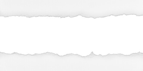 torn white paper frame border isolated on white or transparent png