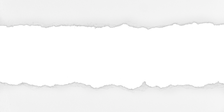 torn white paper frame border isolated on white or transparent png