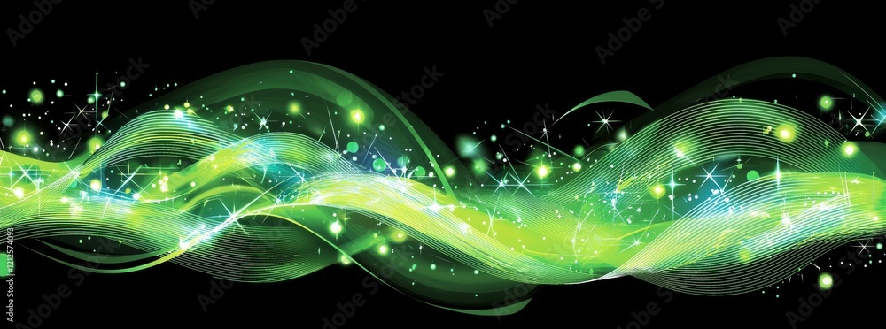 Poster radial waves in cyber space. digital information field, peer-to-peer internet, secure data array. 3d