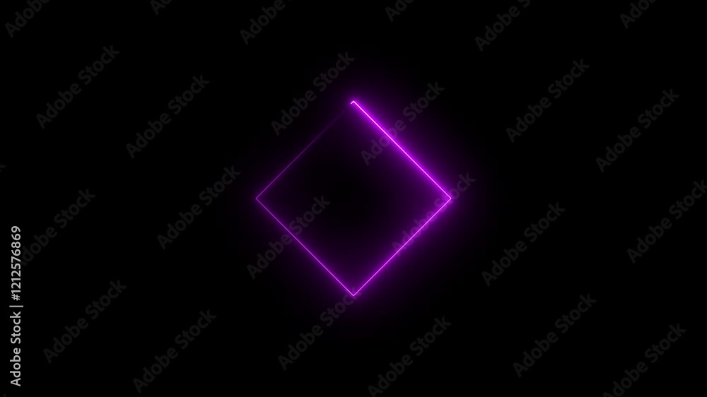 Poster neon square shape pack background animation beautiful abstract square light line. neon glowing frame