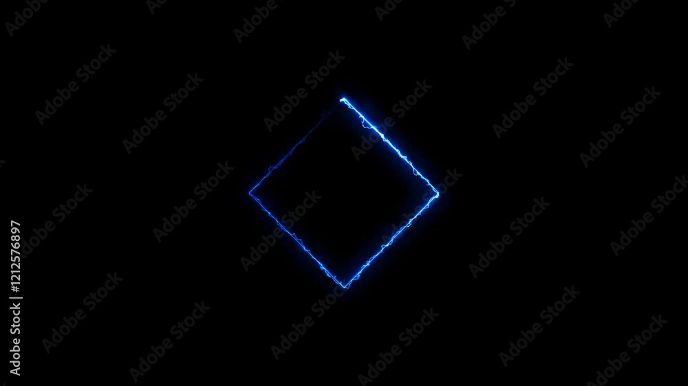Poster neon square shape pack background animation beautiful abstract square light line. neon glowing frame