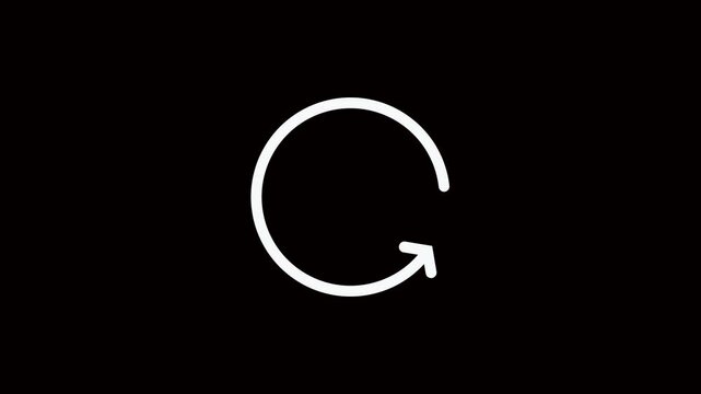 Animation of refresh symbol or loop symbol, arrow animation . reload arrow seamless looping animation. recycling arrow rotating animation. 4K VIDEO.